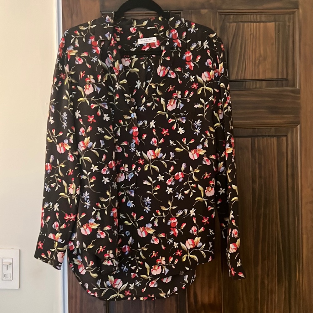 Equipment button down silk top